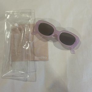 Bershka Purple Reflective Lenses Oval Sunglasses with Case